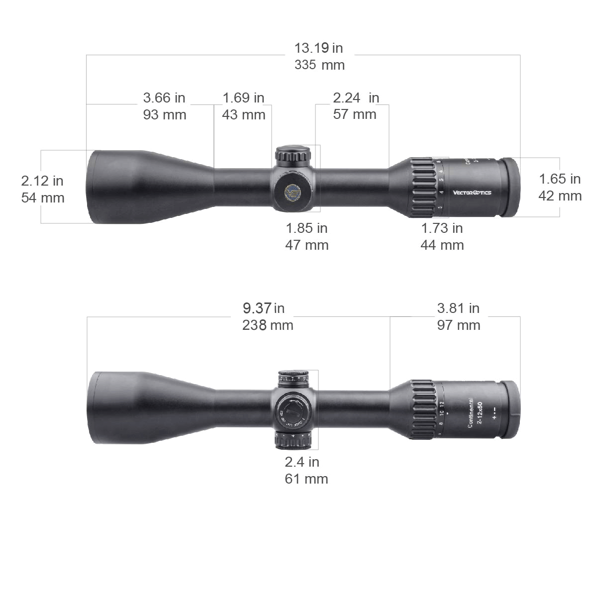 Vector Optics Continental 2-12x50 SFP lunette de visée pour carabine