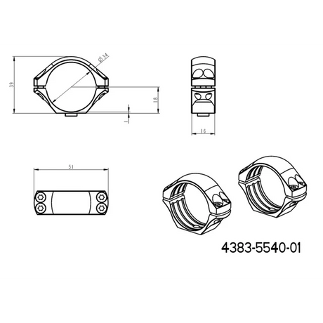 34mm anneaux de lunette | base tactique QD Picatinny longue 