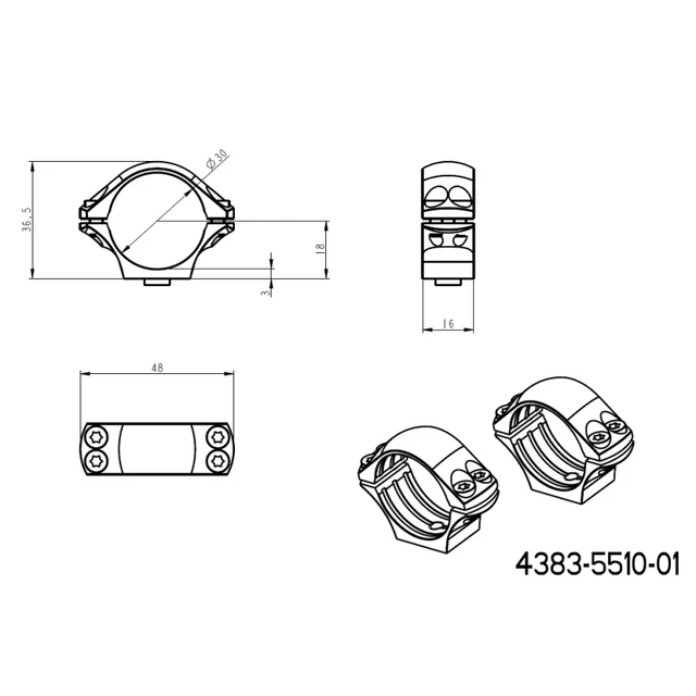30mm anneaux de lunette | longue base tactique QD Picatinny 