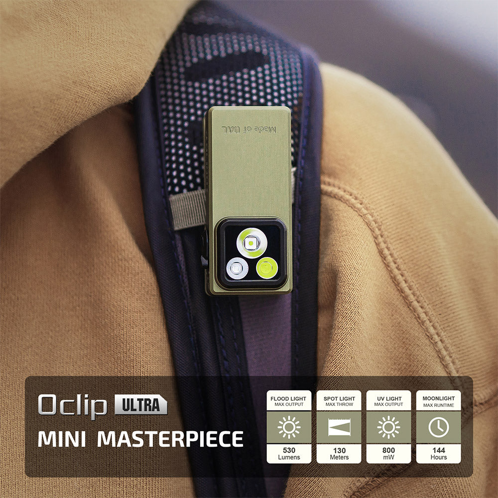 Olight Oclip Ultra | lampe EDC clip-on 3-en-1 | 530 lm - Olive Green