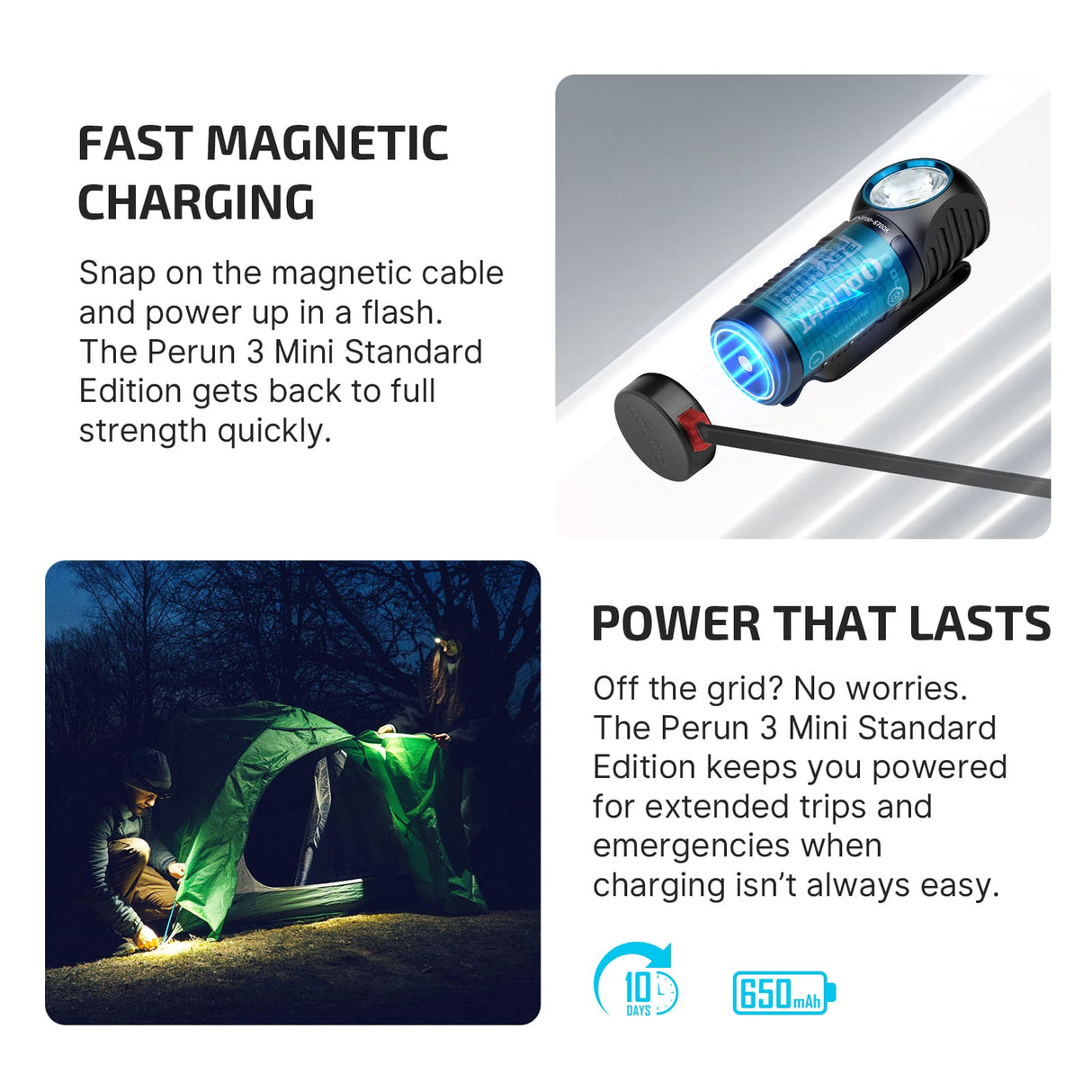 Perun 3 Mini | lampe frontale rechargeable | 1 250 lm