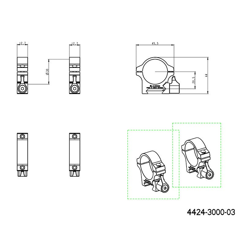 30mm anneaux de lunette | Base Picatinny avec levier 
